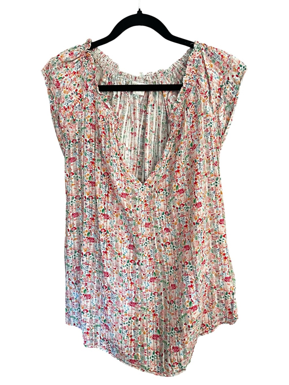 Shoshanna Pink Multi Floral V-Neck Blouse